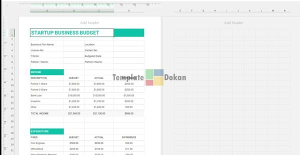 Startup Business Budget Template Us